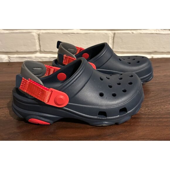 Kids Crocs Classic All-Terrain Clogs  Navy & Red Size J1 - Picture 1 of 7